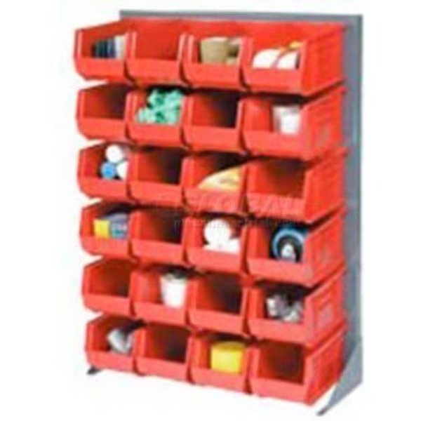 Singled Sided Louvered Bin Rack 35 x 15 x 50 - 48 Red Premium Stacking Bins, Global Equipment, Mfr#: 550160RD